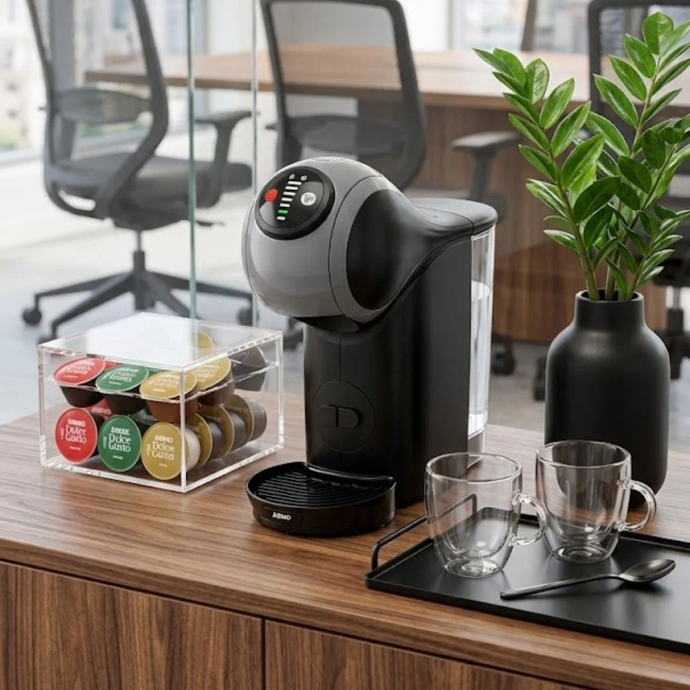 Cafeteira Expresso Dolce Gusto Arno Genio S Basic branca para agilidade no escritório