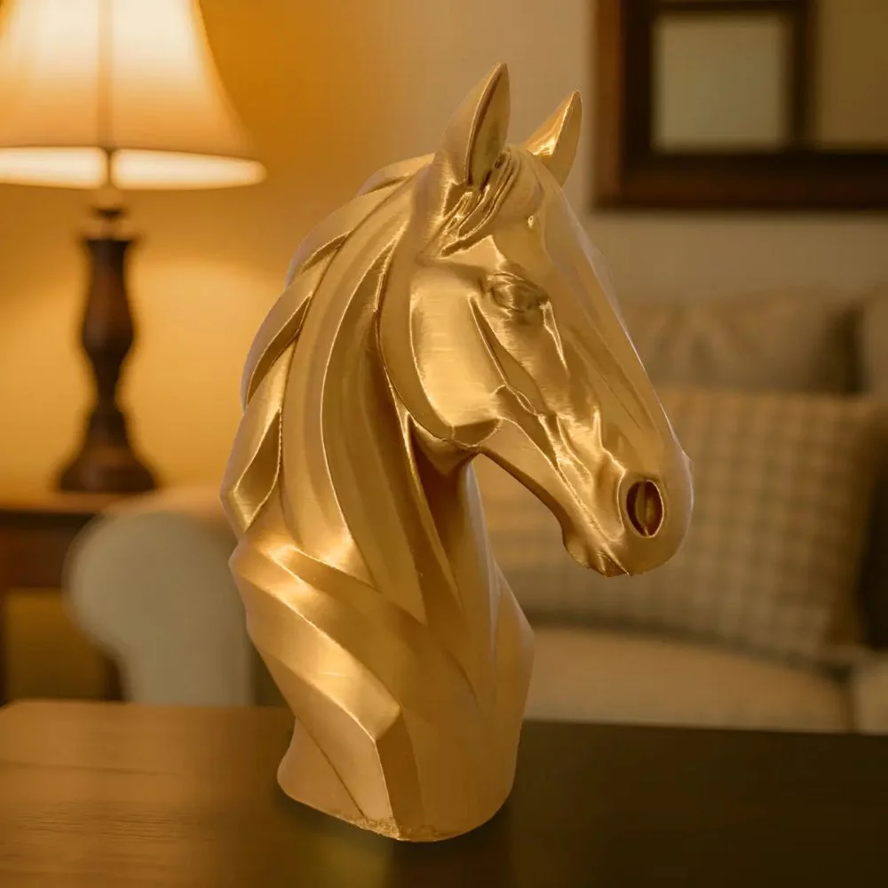 Escultura de busto de cavalo preto para decoração de luxo em mesa de café