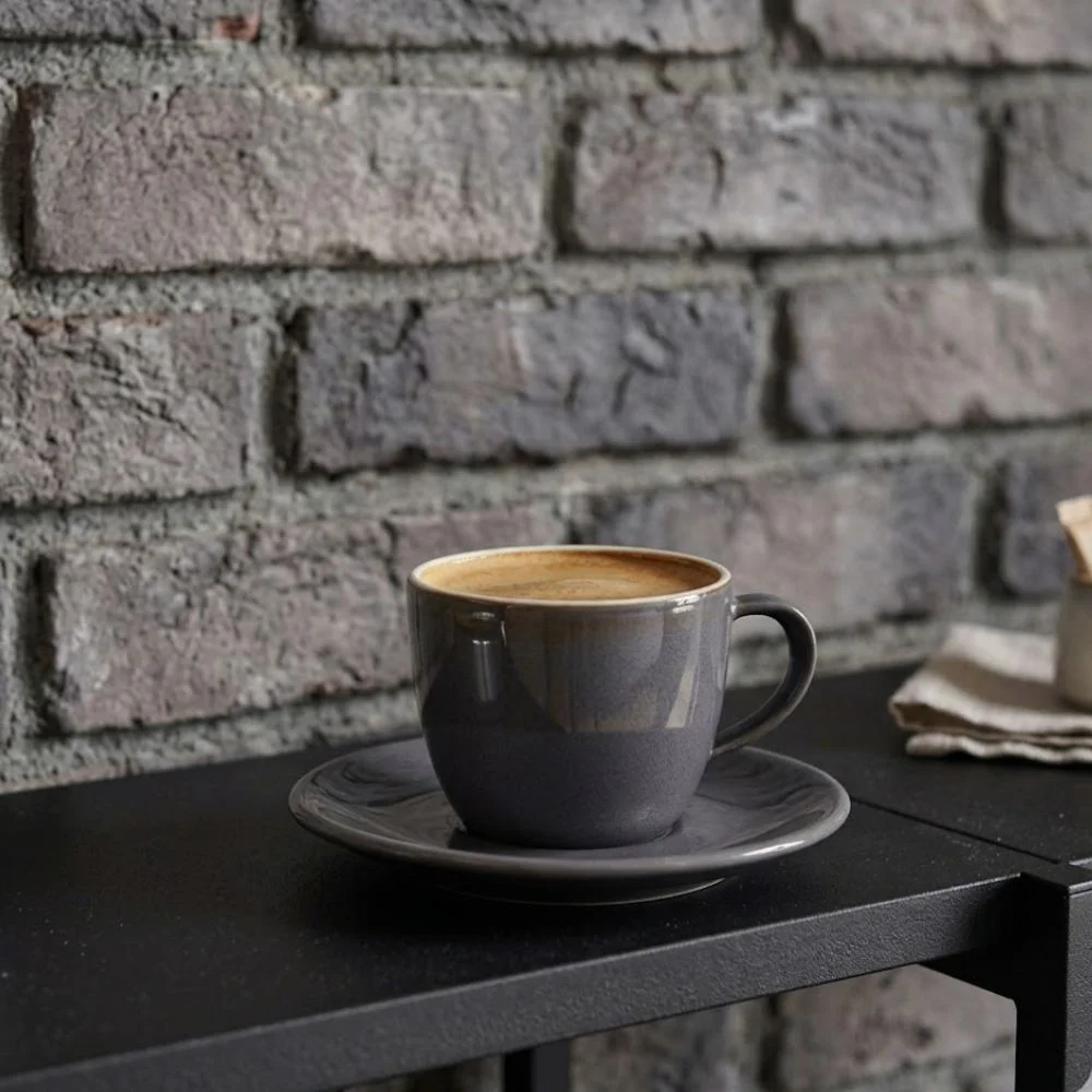 Conjunto de 6 xícaras de café pretas em porcelana premium para decoração sóbria