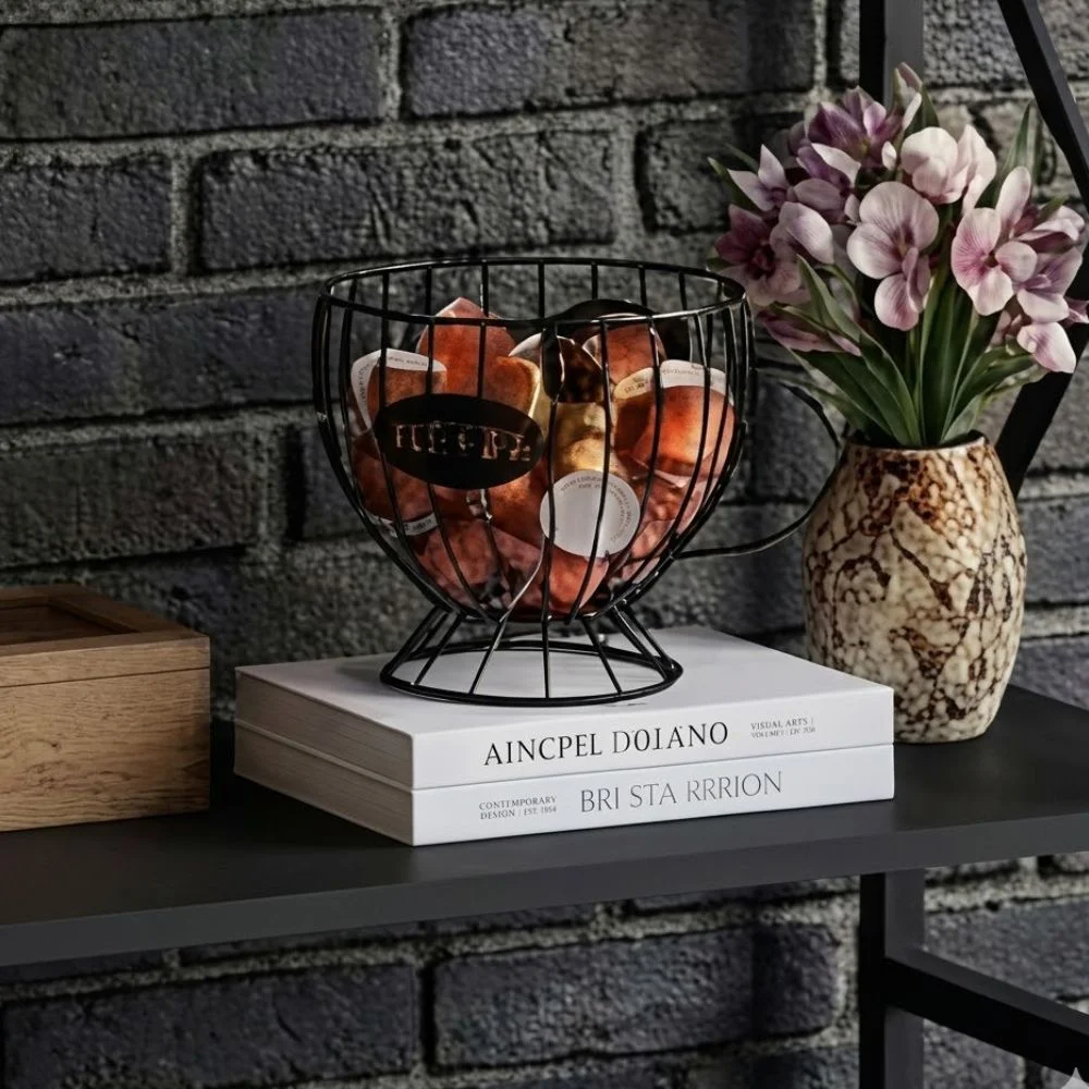 Porta cápsulas de café decorativo em metal formato de xícara para estilo industrial