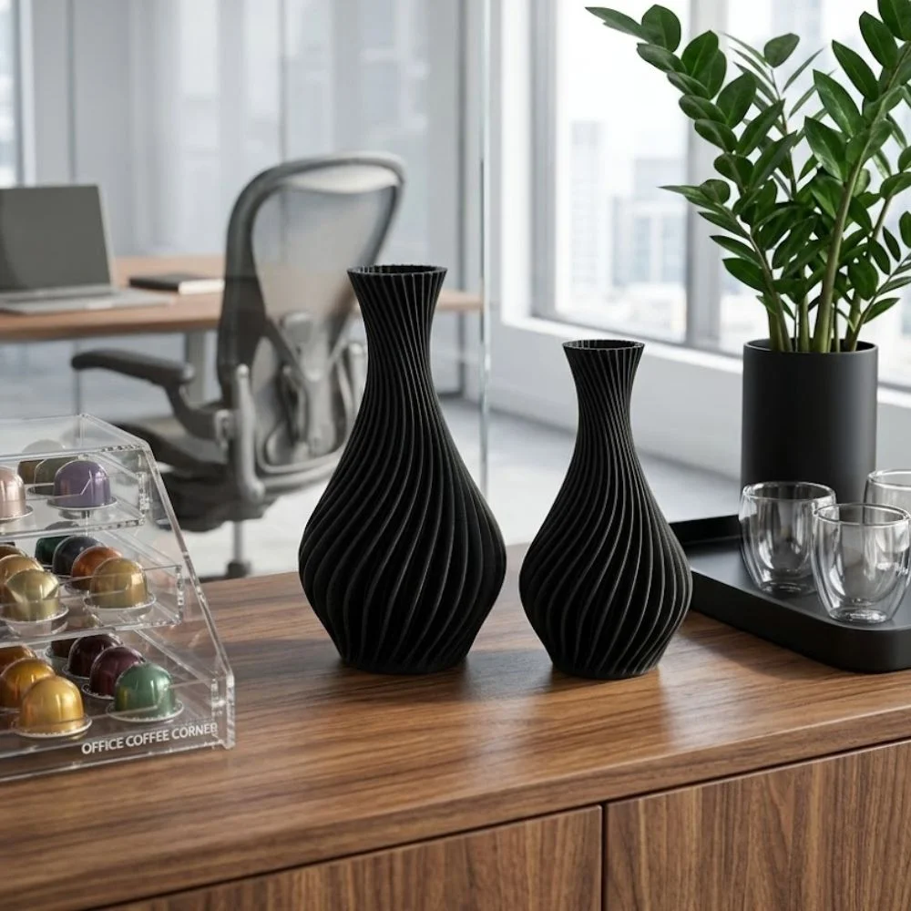Kit de vasos estilo jarro com design em espiral para decoração de recepções e escritórios