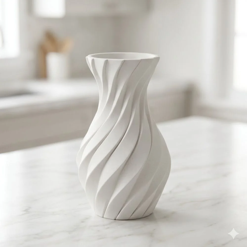 Kit de vasos decorativos com design geométrico ondulado