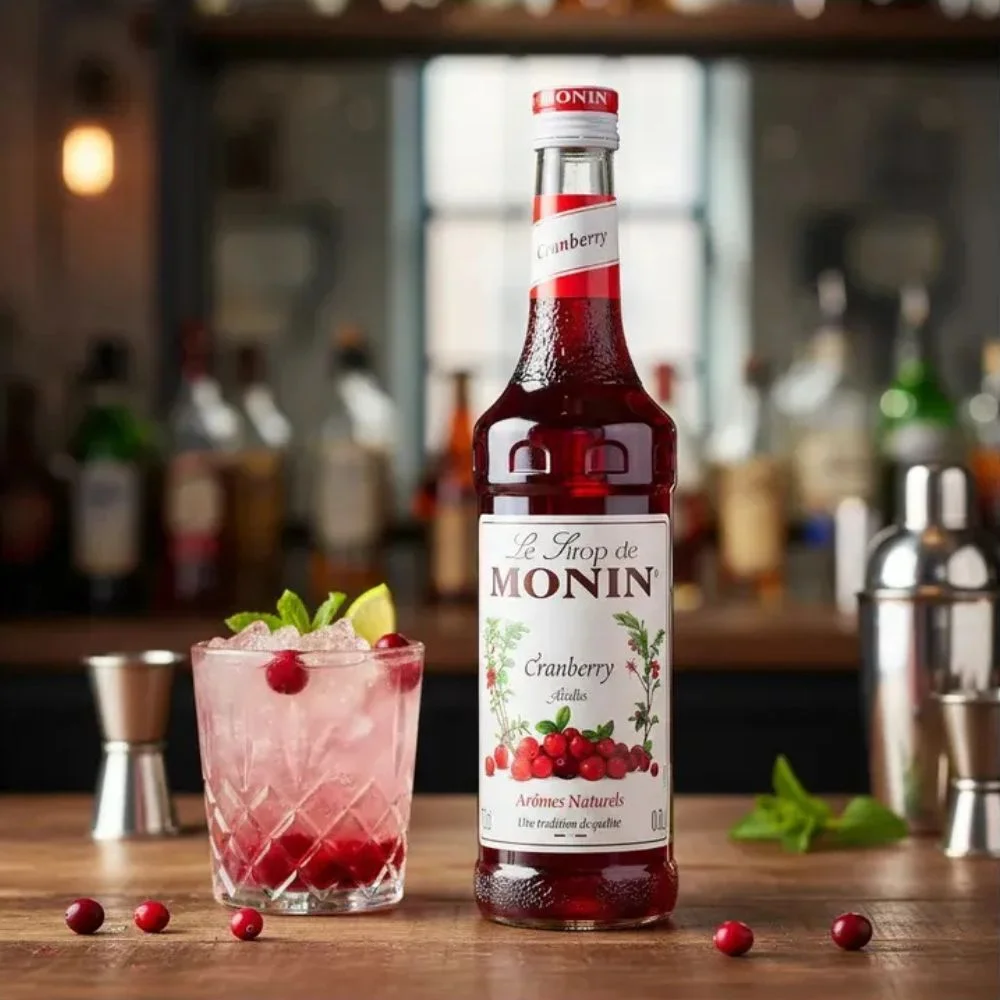 Garrafa de Xarope Monin para receitas de café especial e drinks em escritórios